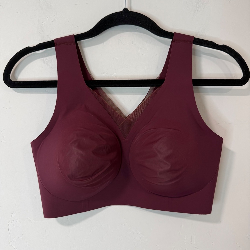 Evelyn Bobbie Womens Evelyn Bra Medium Burgundy Excellent Wirefree Seamless - Picture 1 of 5